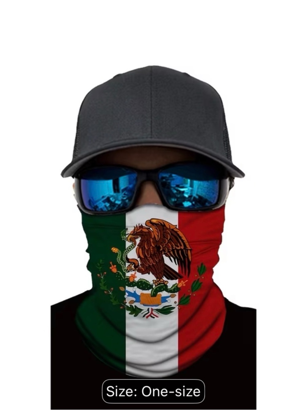 Unisex Mexican Flag Neck Gaiter Face Cover - One Size Unbranded